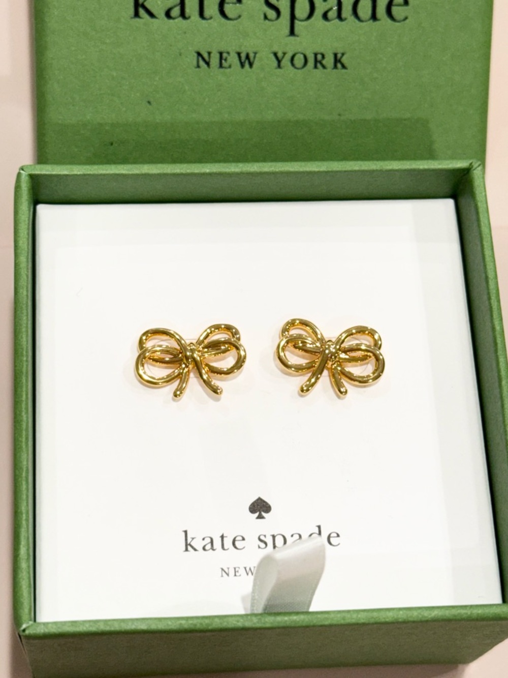 Kate Spade Gold-Tone  “Bow Meets Girl” Bow Stud Earrings
